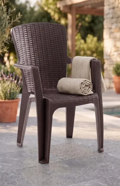 Πολυθρόνα Side Πολυπροπυλενίου Rattan Καφέ