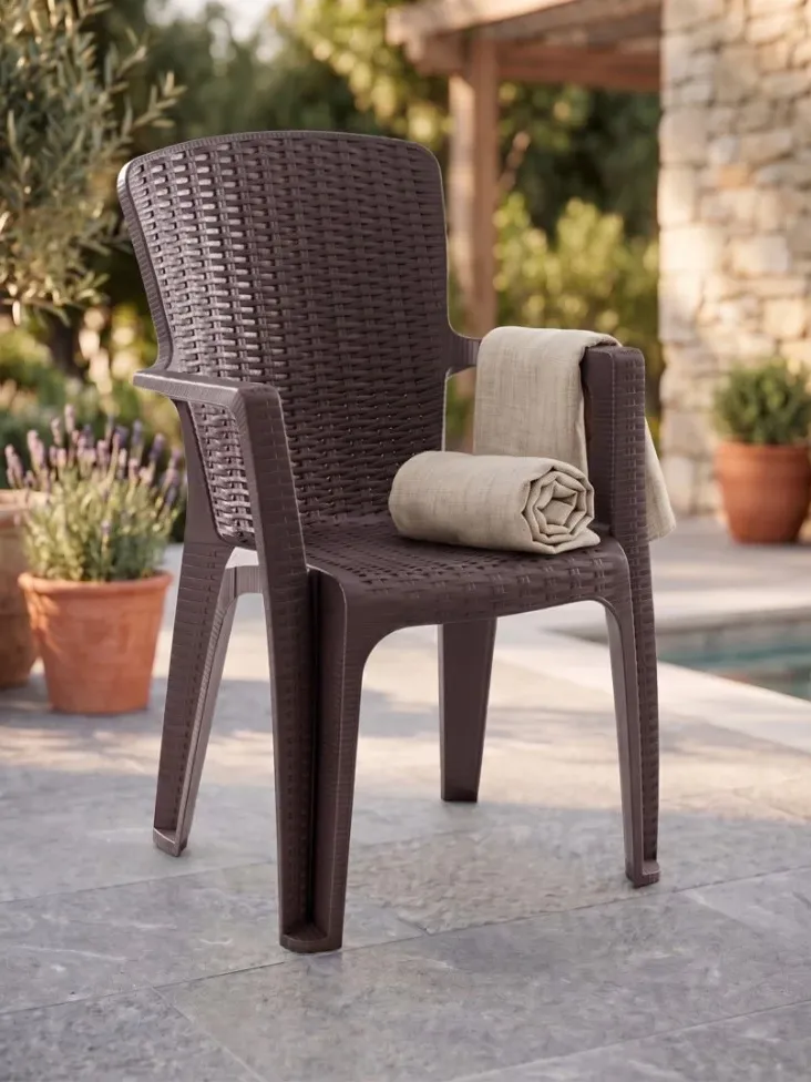 Πολυθρόνα Side Πολυπροπυλενίου Rattan Καφέ