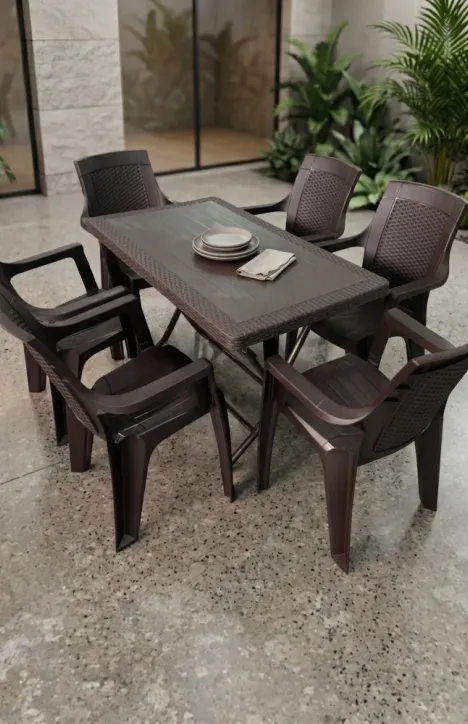 Σετ Τραπεζαρίας 7 Τεμαχίων Terra King Rattan Καφέ