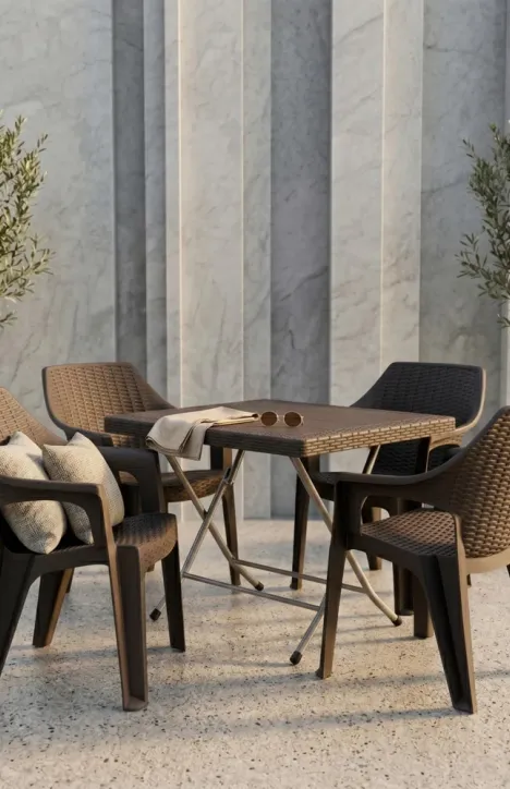 Σετ Τραπεζαρίας 5 Τεμαχίων Terra Queen Rattan Καφέ