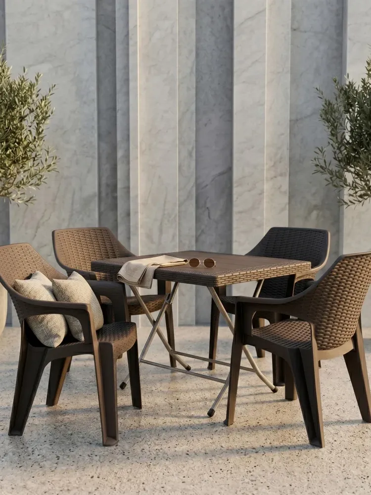 Σετ Τραπεζαρίας 5 Τεμαχίων Terra Queen Rattan Καφέ