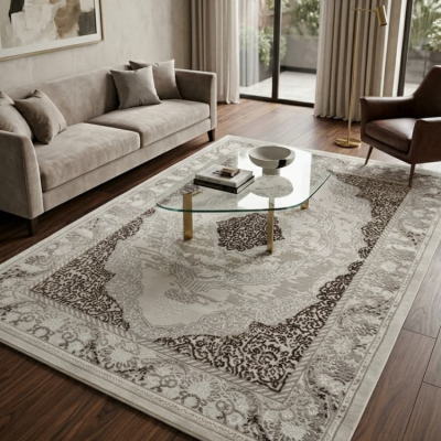 Μοντέρνο Χαλί Tamara Ανοιχτό Κρεμ 133x170cm