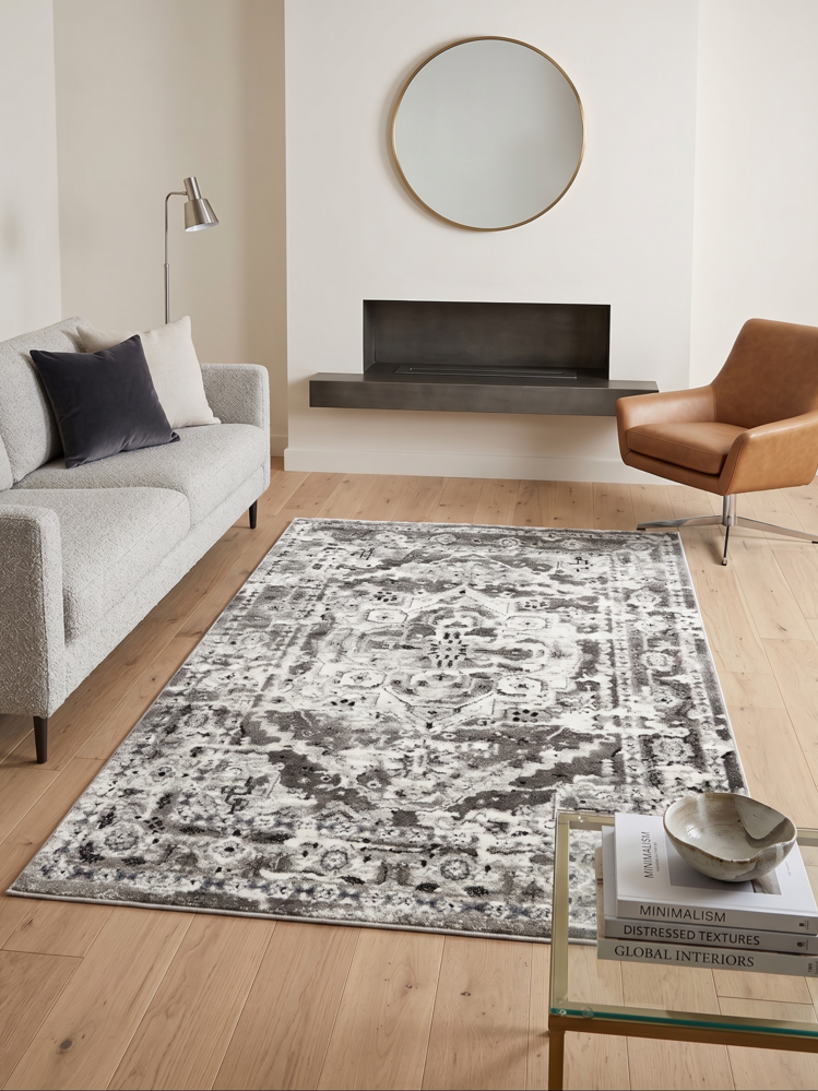 Χαλί Viscose 160x230 Kρεμ - Γκρι
