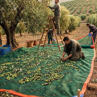 Πυκνό Ενισχυμένο Ελαιόδιχτο - Ελαιόπανο 6x12m (90 gr/m²) - Με Ενισχυμένες Άκρες, Γωνίες & Μεταλλικούς Κρίκους