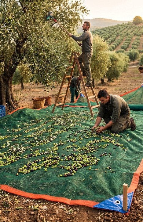 Πυκνό Ενισχυμένο Ελαιόδιχτο - Ελαιόπανο 6x12m (90 gr/m²) - Με Ενισχυμένες Άκρες, Γωνίες & Μεταλλικούς Κρίκους