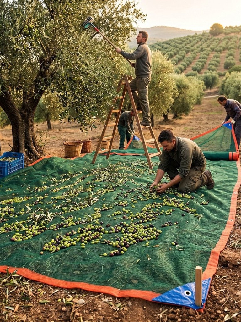 Πυκνό Ενισχυμένο Ελαιόδιχτο - Ελαιόπανο 6x12m (90 gr/m²) - Με Ενισχυμένες Άκρες, Γωνίες & Μεταλλικούς Κρίκους