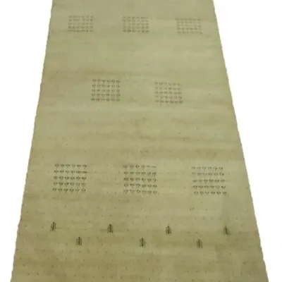 Χειροποίητο Μάλλινο Χαλί Gabbeh Λαδί (198x292cm)