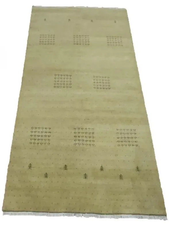 Χειροποίητο Μάλλινο Χαλί Gabbeh Λαδί (198x292cm)