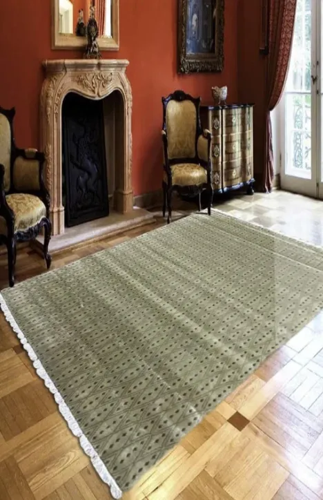 Χειροποίητο Μάλλινο Χαλί ”Handmade” Λαδί (240x306cm)