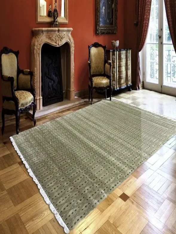 Χειροποίητο Μάλλινο Χαλί ”Handmade” Λαδί (240x306cm)
