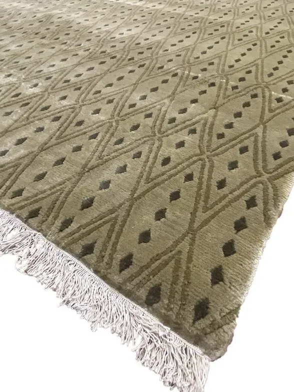 Χειροποίητο Μάλλινο Χαλί ”Handmade” Λαδί (240x306cm)