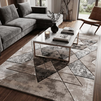Χαλί Σαλονιού GEM Collection Kelvin Καφέ - Μπεζ 160x230εκ.