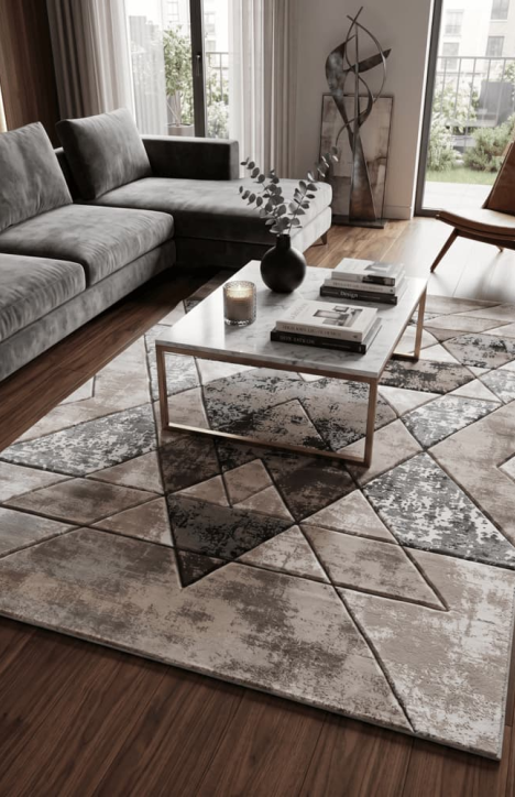 Χαλί Σαλονιού GEM Collection Kelvin Καφέ - Μπεζ 160x230εκ.