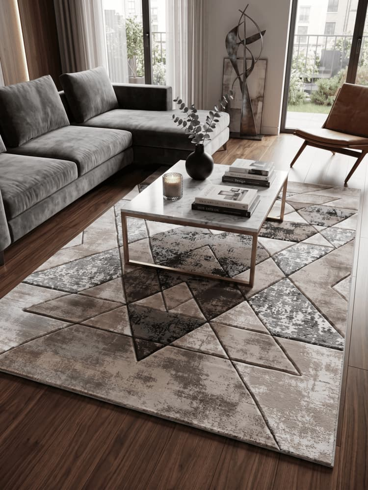 Χαλί Σαλονιού GEM Collection Kelvin Καφέ - Μπεζ 160x230εκ.