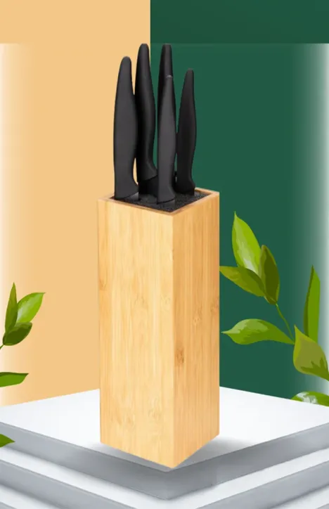 Σετ Μαχαίρια 6 τεμαχίων από Ανοξείδωτο Ατσάλι με Βάση από Μπαμπού